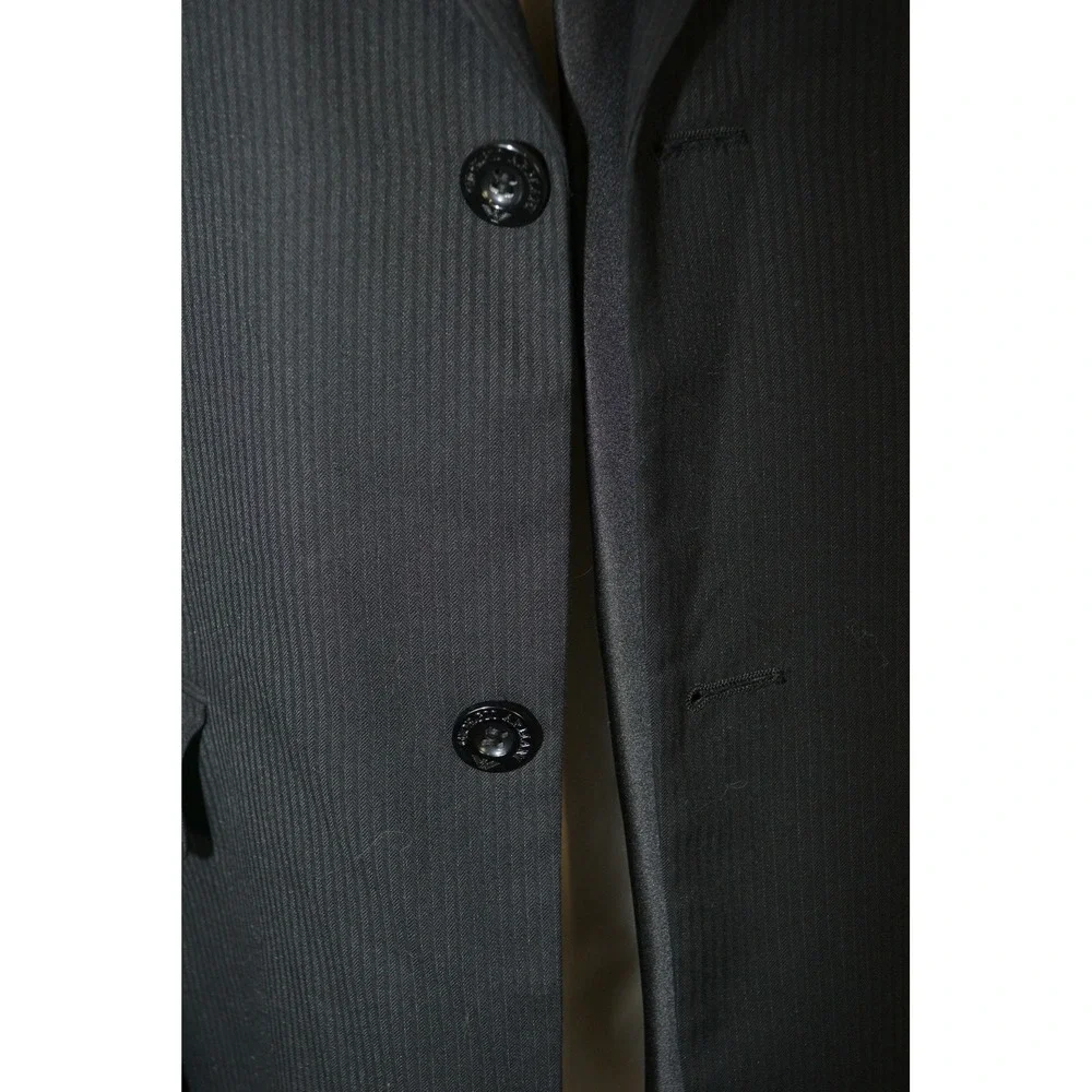 Armani Collezioni Jacket Mens 40 Black Wool Two Button Blazer Coat Striped Italy
